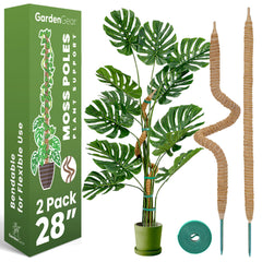 Sproot front view of the two 28-inch moss poles showing compact packaging and benefits