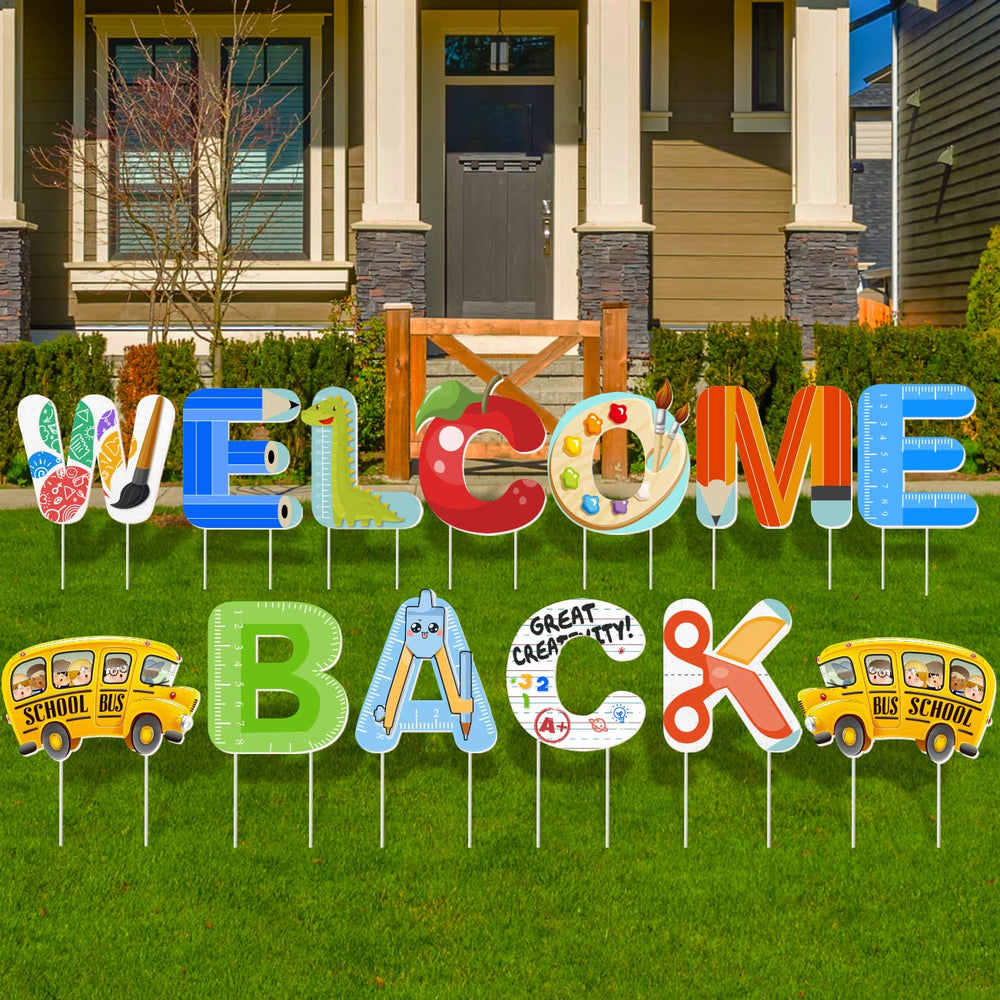 ssailue decor front view of full welcome back yard display for curb appeal