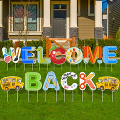 ssailue decor front view of full welcome back yard display for curb appeal
