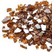 Stanbroil bag front view showing copper reflective fire glass and branding benefit: clear product ID