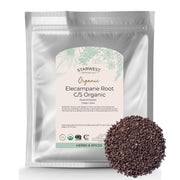 Starwest Botanicals elecampane front packaging showing bulk 1 lb bag and brand