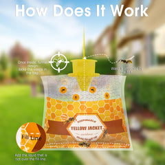 Stingmon trap hanging from a tree branch in a garden, keeping patio areas safer