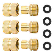 STYDDI front view of three-set brass quick-connect kit showing connectors and packaging benefits
