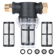 STYDDI front view filter attached to hose showing easy installation and protection