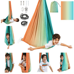 SUCHDECO front view of sensory swing showing shape and entrance, promotes cozy containment