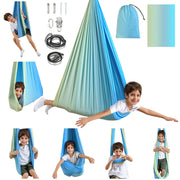 SUCHDECO sensory swing front view showing cocoon shape and sturdy construction
