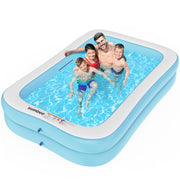 Sumbee front view of full rectangular family pool showing size and capacity
