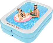 Sumbee front view of rectangular pool showing roomy family swim area benefit