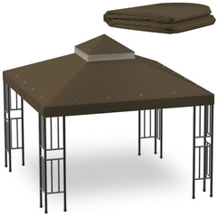 Sumfaller front view beige canopy showing full 10x10 coverage and protection