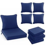 Summsun front view of four navy cushions showing tidy set and cohesive look
