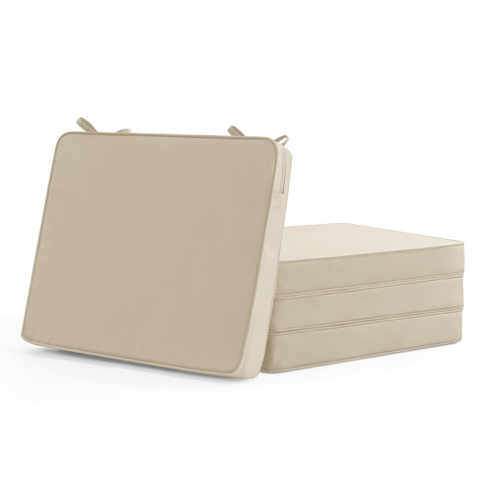 Summsun front view of four beige cushions showing neat fit and curb appeal
