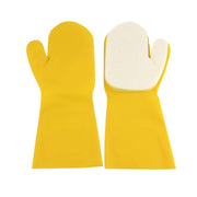 Suneration front view of two latex scrubbing mitts showing waterproof benefit