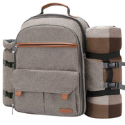Sunflora backpack front view showing organized pockets and stylish brush beige, convenient portability