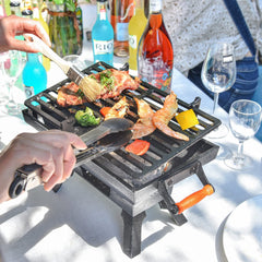 Sungmor close-up of cast iron grate highlighting even-heat cooking surface