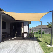 SUNNY GUARD front view of 12x16 shade sail showing coverage and shape benefit