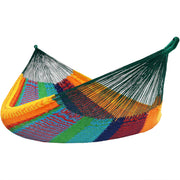 Sunnydaze front view of multicolor hammock showing full size and inviting comfort