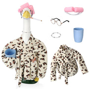 Sunnymove leopard bathrobe front view showing full outfit and charm