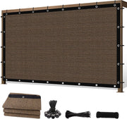 Sunocity front view mocha shade cloth shows full canopy coverage and style