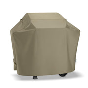 SunPatio taupe front view showing full grill protection and curb appeal