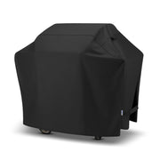 SunPatio front view of 55-inch grill cover protecting grill outdoors