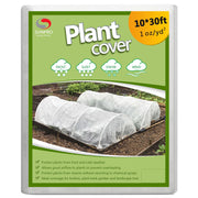 SUNPRO front view of folded plant cover showing size markings and benefit of large coverage