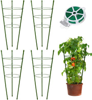 SUNPRO front view of four green plant cages showing compact size and tidy look