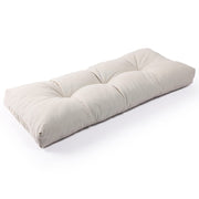 SUNROX bench cushion front view showing cream color and tufted comfort benefit