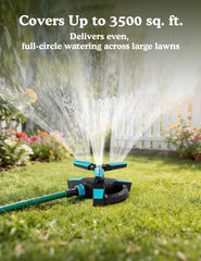 SUNTHX sprinkler anchored with retractable spike showing stable placement