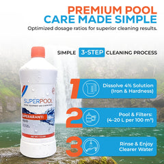 Close-up of Superpool liquid texture highlighting concentrated formula