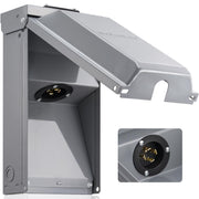 SURAIELEC front panel closed showing durable inlet and weatherproof cover benefit