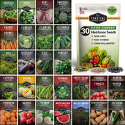 SURVIVAL GARDEN SEEDS front packaging showing 30-variety seed kit and contents benefit convenience