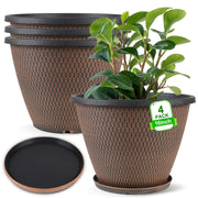 Svxtoby front view of four 16-inch pots showing modern knit texture and cohesive set