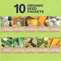 SWEET YARDS ten individual seed packets laid out for easy selection and organization