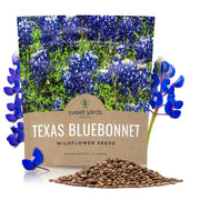 SWEET YARDS front packaging showing bulk bluebonnet packet and benefits