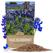 SWEET YARDS front packaging showing bulk bluebonnet seeds and benefits