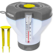 Swimline front view of dispenser showing durable housing and user-friendly lid