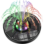 SZMP front view of solar fountain showing compact design and no wiring, great for patios