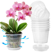 T4U clear orchid pot front view showing neat presentation and water control