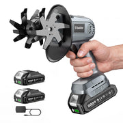 TaskStar front angle compact tiller showing ergonomic grip benefit