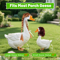 Tawd wig fitted on 23 inch goose statue showing adjustable band