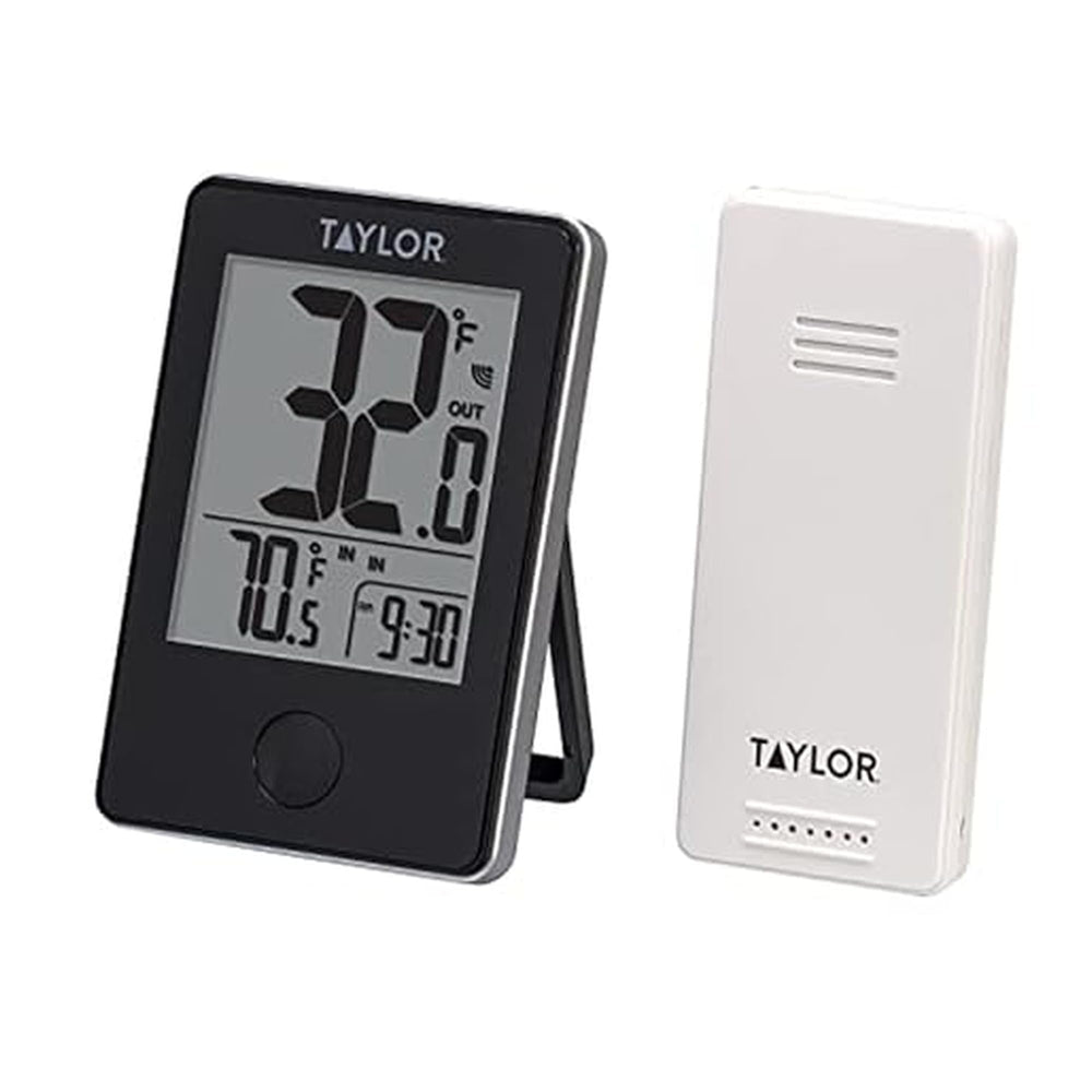 Taylor front display showing indoor and outdoor temperatures and clock, fast reference