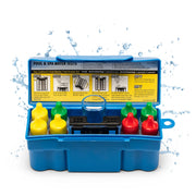 Taylor K-1004 front-open kit showing contents for quick pool testing