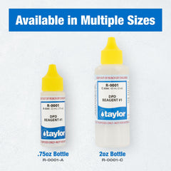 Taylor reagent #1 next to a ruler showing 0.75 oz scale for accurate size comparison