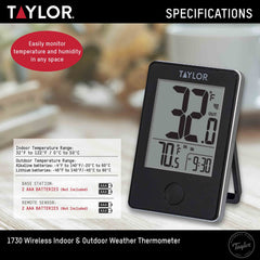 Taylor remote sensor attached to a wooden fence, outdoor placement for garden monitoring