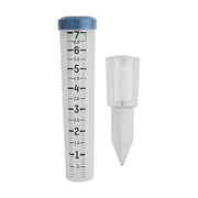 Taylor teal rain gauge front view showing clear markings and durable design benefit