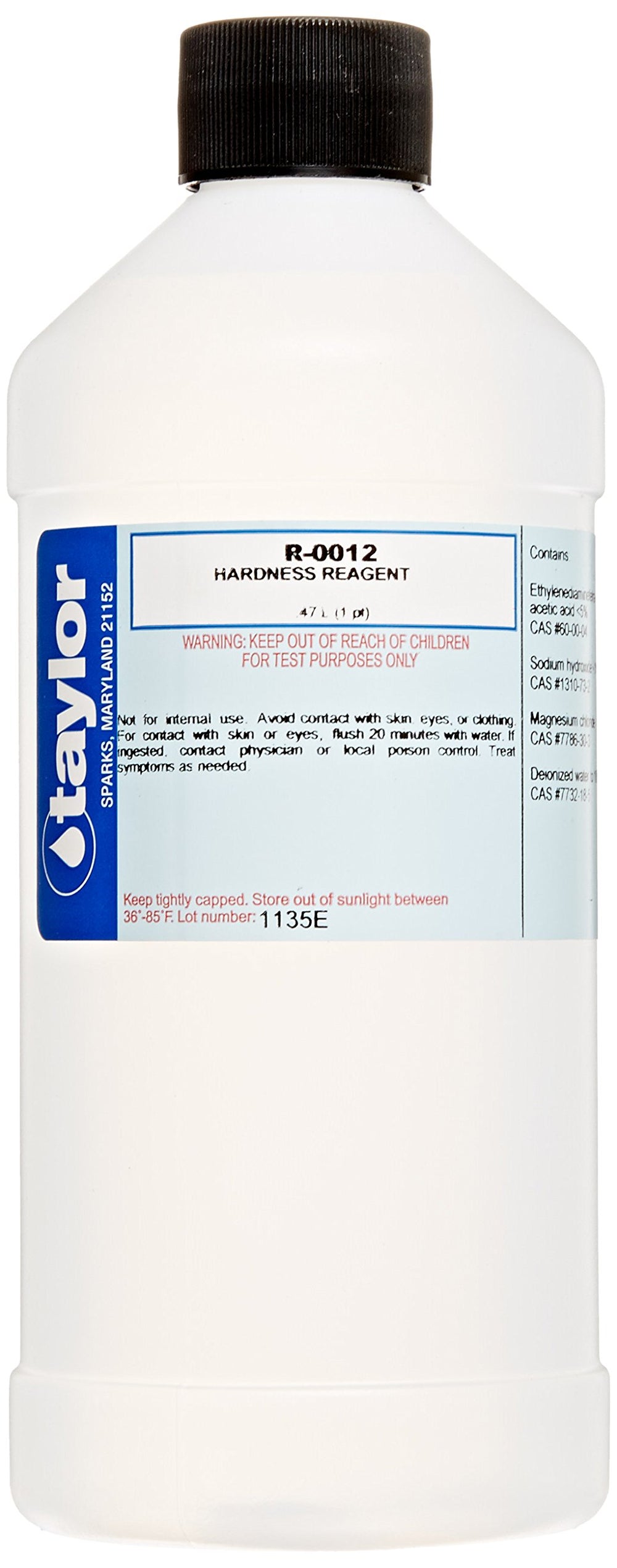 Taylor Technologies 16 oz reagent bottle front label showing product and clear testing benefit