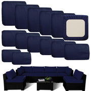 TECOSARA front view of 14-piece blue cushion covers set, refreshes patio
