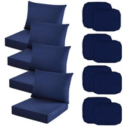TECOSARA navy front view showing four cushion covers, neat protection