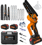 TEEANEES front packaging showing complete cordless chainsaw kit and benefits