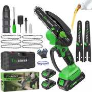 TEEANEES front view of mini chainsaw showing compact form and portability benefit